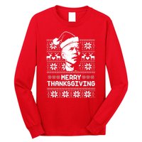 Merry Thanksgiving Funny Joe Biden Ugly Christmas Long Sleeve Shirt