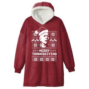 Merry Thanksgiving Funny Joe Biden Ugly Christmas Hooded Wearable Blanket