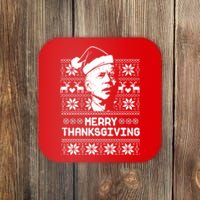 Merry Thanksgiving Funny Joe Biden Ugly Christmas Coaster