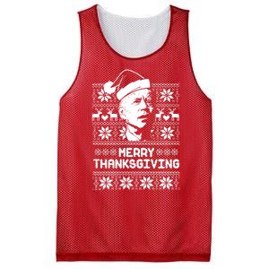 Merry Thanksgiving Funny Joe Biden Ugly Christmas Mesh Reversible Basketball Jersey Tank