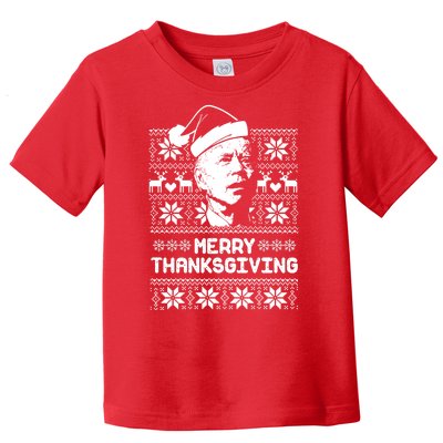 Merry Thanksgiving Funny Joe Biden Ugly Christmas Toddler T-Shirt