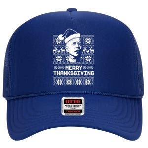 Merry Thanksgiving Funny Joe Biden Ugly Christmas High Crown Mesh Back Trucker Hat