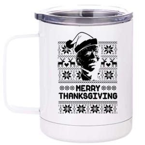 Merry Thanksgiving Funny Joe Biden Ugly Christmas 12 oz Stainless Steel Tumbler Cup