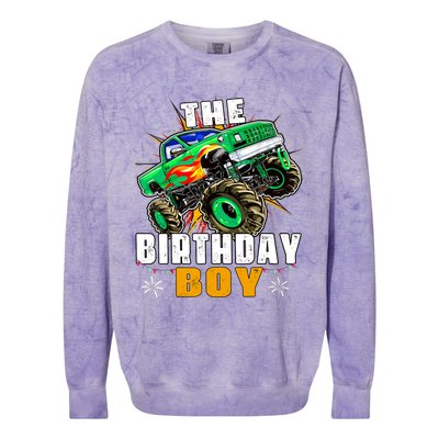 Monster Truck Family Matching The Birthday Boy Colorblast Crewneck Sweatshirt