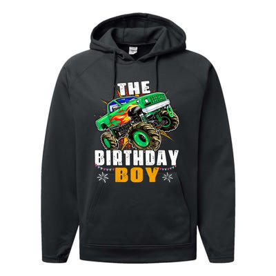 Monster Truck Family Matching The Birthday Boy Performance Fleece Hoodie