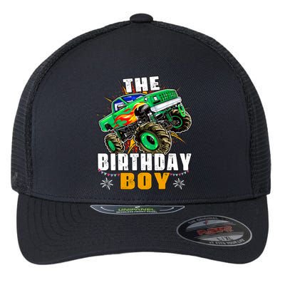 Monster Truck Family Matching The Birthday Boy Flexfit Unipanel Trucker Cap