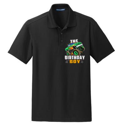 Monster Truck Family Matching The Birthday Boy Dry Zone Grid Polo