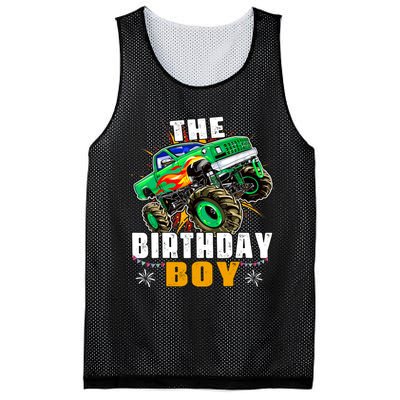 Monster Truck Family Matching The Birthday Boy Mesh Reversible Basketball Jersey Tank