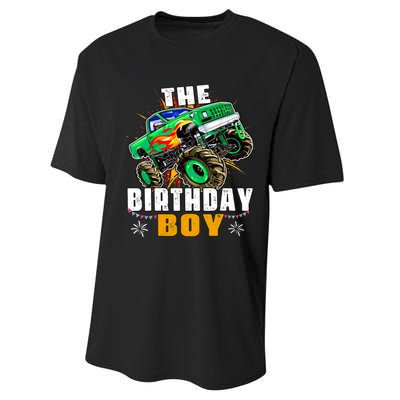 Monster Truck Family Matching The Birthday Boy Performance Sprint T-Shirt