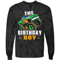 Monster Truck Family Matching The Birthday Boy Tie-Dye Long Sleeve Shirt