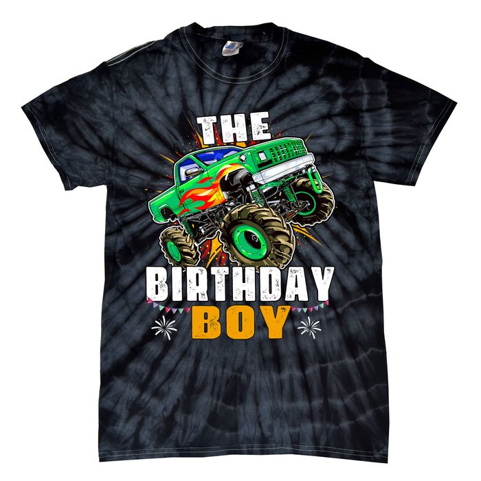 Monster Truck Family Matching The Birthday Boy Tie-Dye T-Shirt