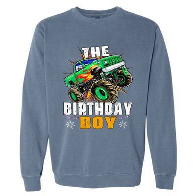 Monster Truck Family Matching The Birthday Boy Garment-Dyed Sweatshirt