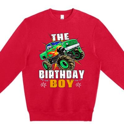 Monster Truck Family Matching The Birthday Boy Premium Crewneck Sweatshirt