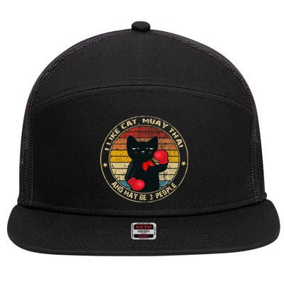 Muay Thai Funny Cat Kickboxing Thailand Boxing Cat Boxing 7 Panel Mesh Trucker Snapback Hat