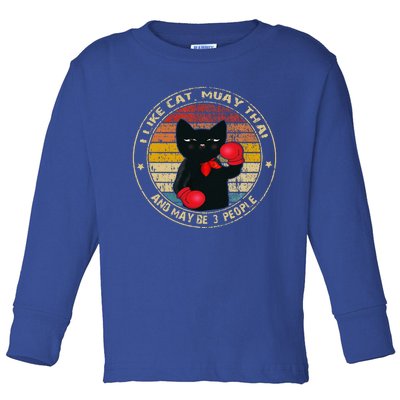 Muay Thai Funny Cat Kickboxing Thailand Boxing Cat Boxing Toddler Long Sleeve Shirt