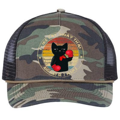 Muay Thai Funny Cat Kickboxing Thailand Boxing Cat Boxing Retro Rope Trucker Hat Cap