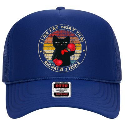 Muay Thai Funny Cat Kickboxing Thailand Boxing Cat Boxing High Crown Mesh Back Trucker Hat