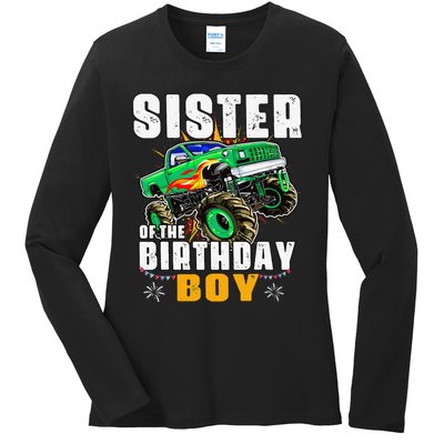 monster truck family matching sister of the birthday Ladies Long Sleeve Shirt