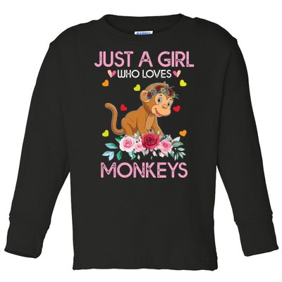 Monkey Tee ForJust A Who Loves Monkeys Toddler Long Sleeve Shirt