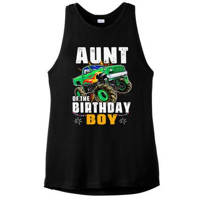 monster truck family matching aunt of the birthday Ladies PosiCharge Tri-Blend Wicking Tank