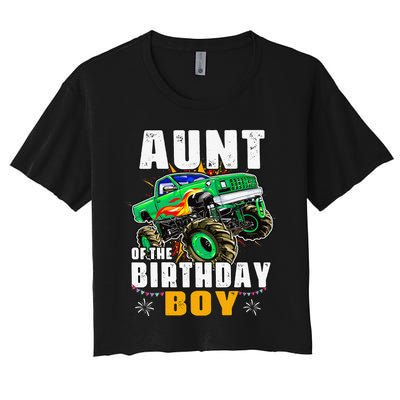 monster truck family matching aunt of the birthday Women's Crop Top Tee