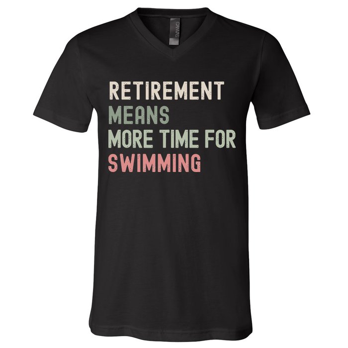 More Time for Swimming Paddling the Lakes in Retirement V-Neck T-Shirt