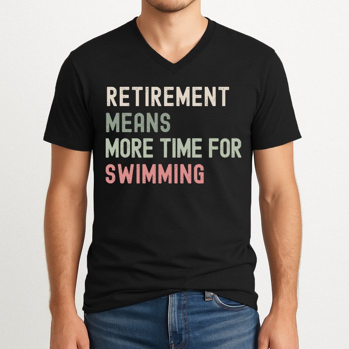 More Time for Swimming Paddling the Lakes in Retirement V-Neck T-Shirt