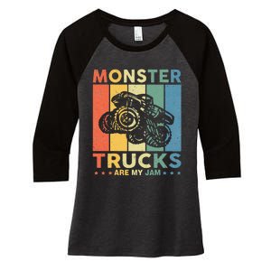 Monster Truck For Adults Kids Women's Tri-Blend 3/4-Sleeve Raglan Shirt