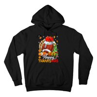 Merry Thanksmas Football Santa Hat Thanksgiving Christmas Hoodie