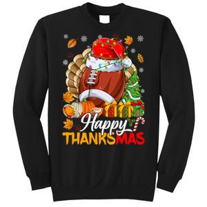 Merry Thanksmas Football Santa Hat Thanksgiving Christmas Sweatshirt