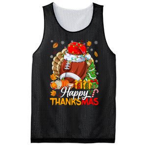 Merry Thanksmas Football Santa Hat Thanksgiving Christmas Mesh Reversible Basketball Jersey Tank