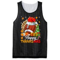 Merry Thanksmas Football Santa Hat Thanksgiving Christmas Mesh Reversible Basketball Jersey Tank