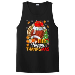 Merry Thanksmas Football Santa Hat Thanksgiving Christmas PosiCharge Competitor Tank