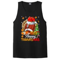 Merry Thanksmas Football Santa Hat Thanksgiving Christmas PosiCharge Competitor Tank