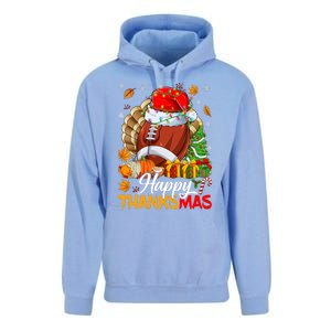 Merry Thanksmas Football Santa Hat Thanksgiving Christmas Unisex Surf Hoodie