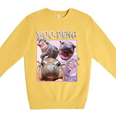 Moodeng The Famous Baby Pigmy Hippo Moodeng Premium Crewneck Sweatshirt