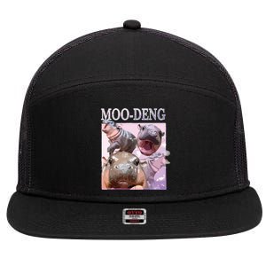 Moodeng The Famous Baby Pigmy Hippo Moodeng 7 Panel Mesh Trucker Snapback Hat