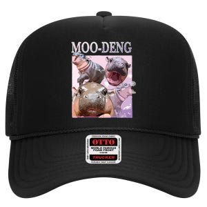 Moodeng The Famous Baby Pigmy Hippo Moodeng High Crown Mesh Back Trucker Hat