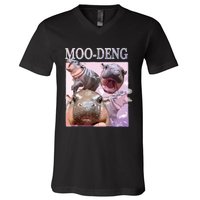 Moodeng The Famous Baby Pigmy Hippo Moodeng V-Neck T-Shirt