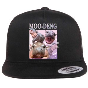 Moodeng The Famous Baby Pigmy Hippo Moodeng Flat Bill Trucker Hat