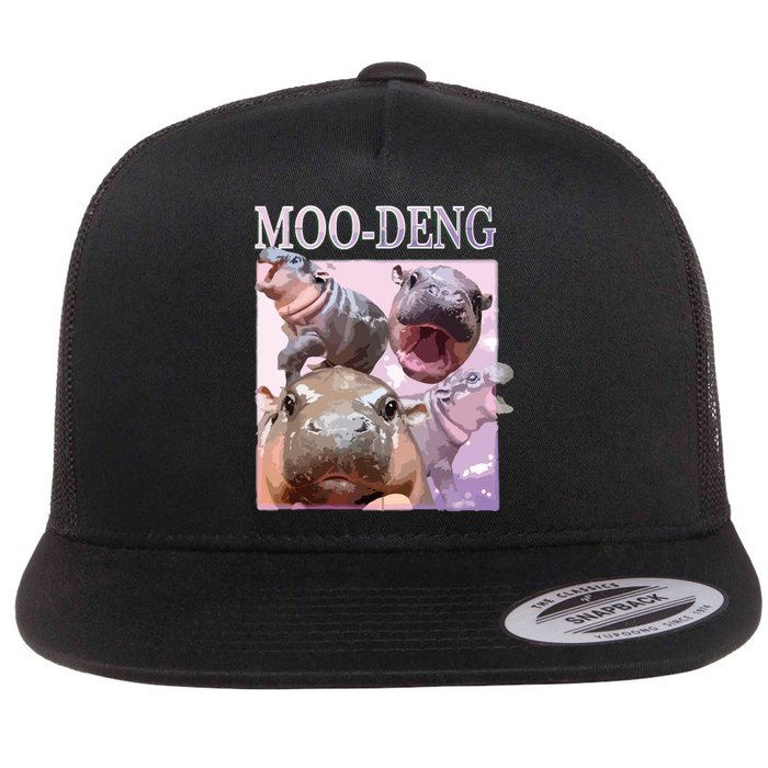 Moodeng The Famous Baby Pigmy Hippo Moodeng Flat Bill Trucker Hat