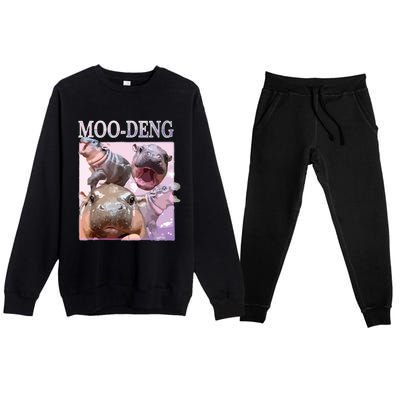 Moodeng The Famous Baby Pigmy Hippo Moodeng Premium Crewneck Sweatsuit Set