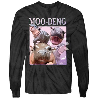 Moodeng The Famous Baby Pigmy Hippo Moodeng Tie-Dye Long Sleeve Shirt