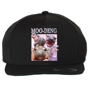 Moodeng The Famous Baby Pigmy Hippo Moodeng Wool Snapback Cap