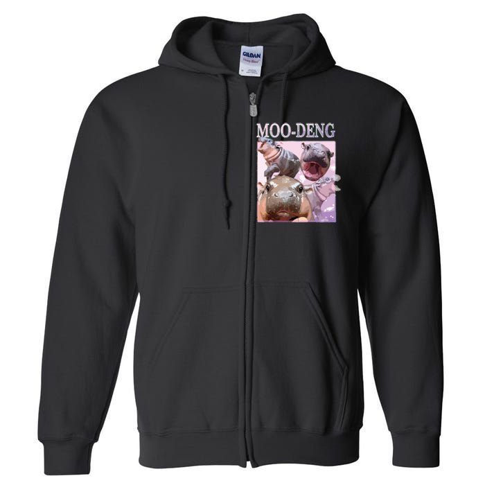 Moodeng The Famous Baby Pigmy Hippo Moodeng Full Zip Hoodie