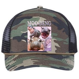 Moodeng The Famous Baby Pigmy Hippo Moodeng Retro Rope Trucker Hat Cap