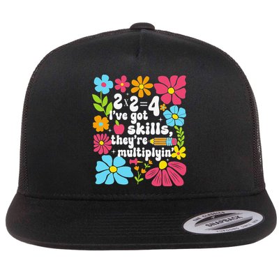 Math Teacher Floral Pi Teacher Math Mathematics Happy Pi Flat Bill Trucker Hat