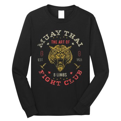 Muay Thai Fighter Vintage Twin Tiger Art Of 8 Limbs Long Sleeve Shirt