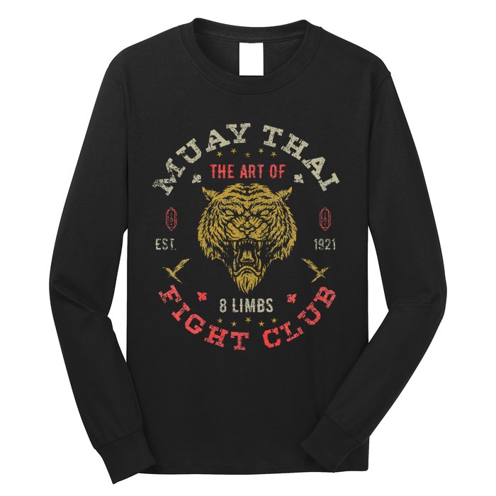 Muay Thai Fighter Vintage Twin Tiger Art Of 8 Limbs Long Sleeve Shirt