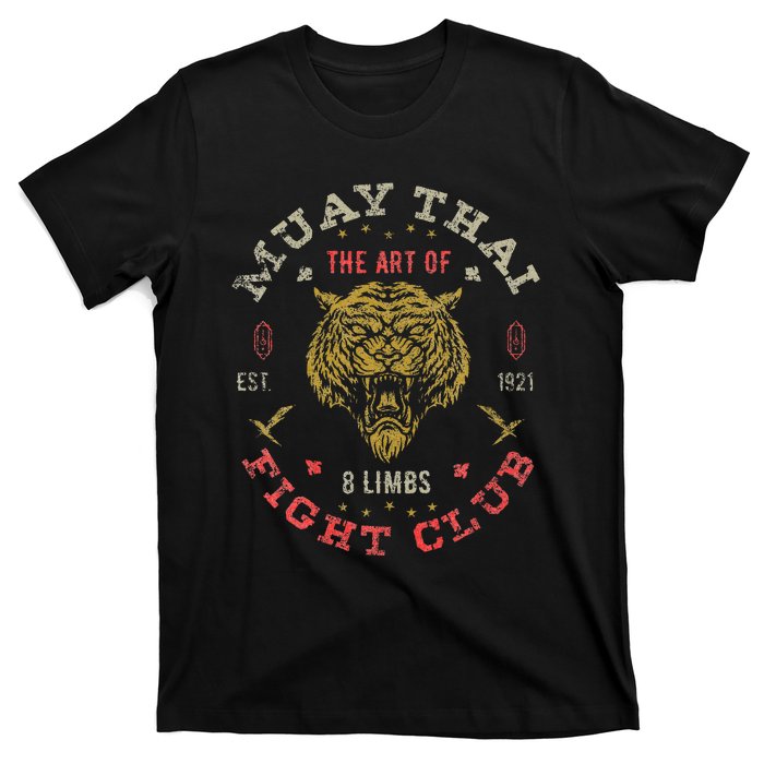 Muay Thai Fighter Vintage Twin Tiger Art Of 8 Limbs T-Shirt